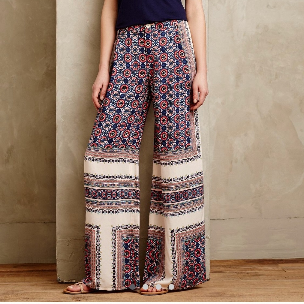 Anthropologie Yida Printed Wide Leg Pants - Picture 1 of 7